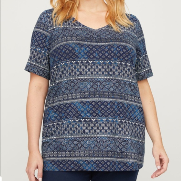 Medallion Stripe Top - Short Sleeves - Picture 1 of 5